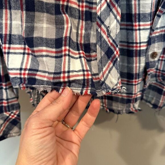 BDG Cropped Flannel Plaid Shirt Medium - Picture 3 of 7